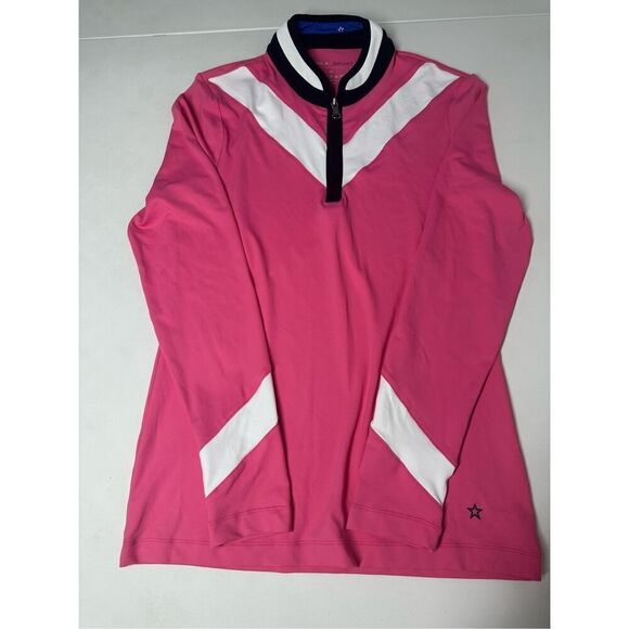 Lohla Sport The Laurie Chevron Top Long Sleeve Athletic Womens Sz M Pink White - Picture 4 of 11